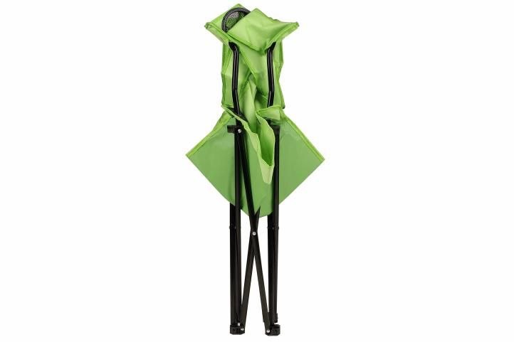 Turystyczne kampingowe krzesło składane jasno-zielone z miejscem na napoje